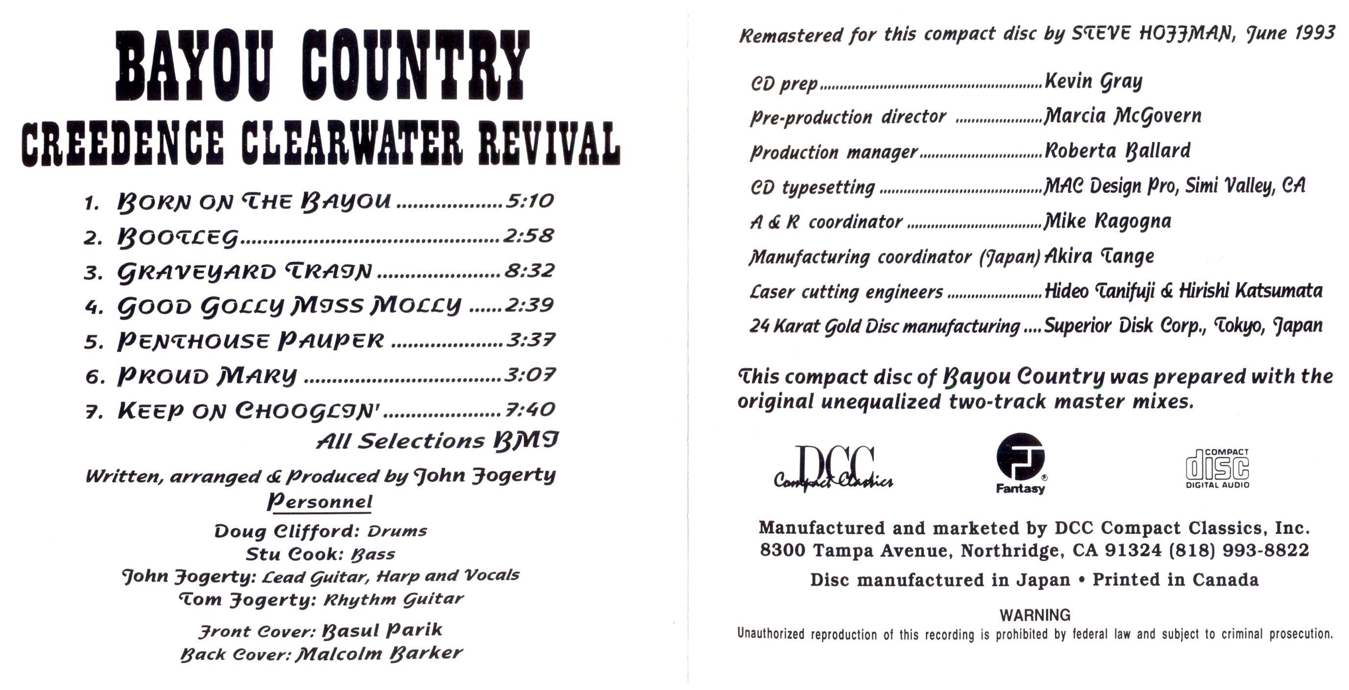 Creedence Clearwater Revival Bayou Country : Booklet4 US